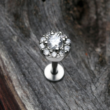 Detail View 1 of Brilliant Sparkle Multi-Gem Steel Labret-Clear Gem